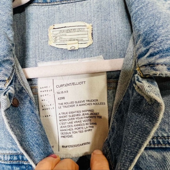 Current/Elliot Rolled Sleeve Trucker Denim Jean Jacket - Picture 5 of 11